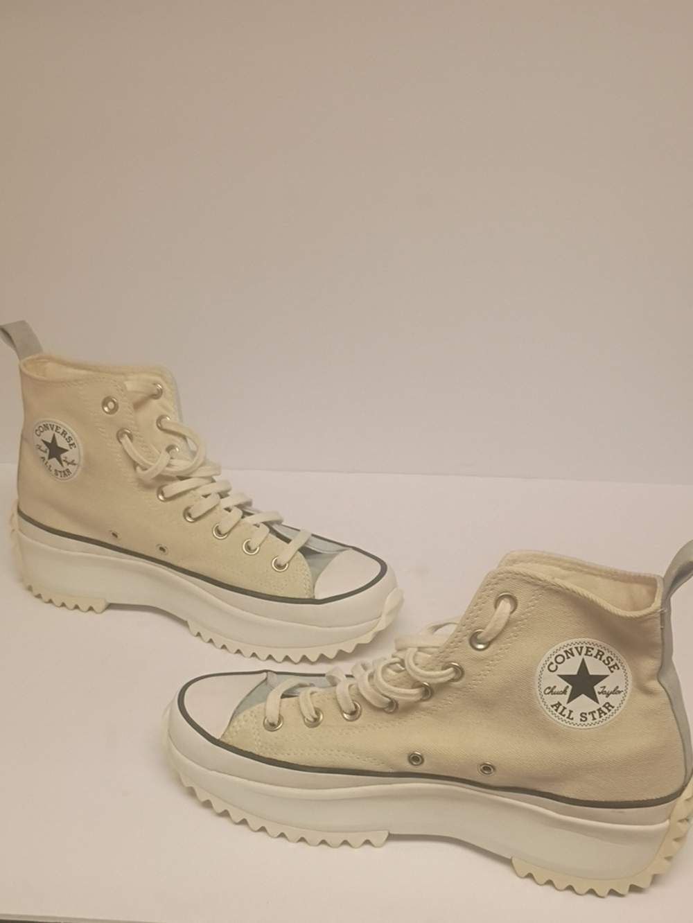 Converse High-Top Platform Sneakers in Cream and White Men's Size 9